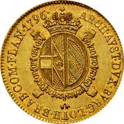 Italy Sovrano Franz II 1796 M KM# 241 ARCH AVST DVX BVRG LOTH BRAB COM FLAN 1796 coin reverse Italy Sovrano Franz II 1796 M KM# 241 ARCH AVST DVX BVRG LOTH BRAB COM FLAN 1796 coin reverse