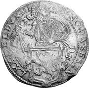 Italy Tallero Alessandro I 1637 KM# 96 MO NO DA SESIN LXX DEL DVX MI coin obverse Italy Tallero Alessandro I 1637 KM# 96 MO NO DA SESIN LXX DEL DVX MI coin obverse