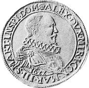 Italy Tallero Alessandro I 16ZZ KM# 83 ALEX DVX MIR I CON MAR III S MART INSPI DOM coin obverse Italy Tallero Alessandro I 16ZZ KM# 83 ALEX DVX MIR I CON MAR III S MART INSPI DOM coin obverse