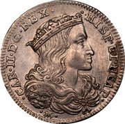 Italy Tari Carlo II 1691 IM//AG-A KM# 117 CAR II D G REX HISP ET NEAP coin obverse Italy Tari Carlo II 1691 IM//AG-A KM# 117 CAR II D G REX HISP ET NEAP coin obverse
