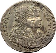 Italy Tari Carlo VI 1716 IM-GBA KM# 137 CAROL ET E LISAB IMPP GE coin obverse