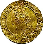 Italy Zecchino Maccagno 1622 KM# 19 MAC C I O M E MO NA I AC R C 1622 coin obverse