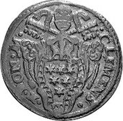 Italy 1/2 Baiocco Clement X 1675 KM# 94 CLEMENS X ON A coin obverse