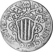 Italy 1/2 Baiocco Benedict XIV 1745 V KM# 139 BENEDICT XIV P M A V coin obverse Italy 1/2 Baiocco Benedict XIV 1745 V KM# 139 BENEDICT XIV P M A V coin obverse