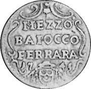 Italy 1/2 Baiocco Benedict XIV 1745 V KM# 139 MEZZO BAIOCCO FERRARA 17 45 coin reverse Italy 1/2 Baiocco Benedict XIV 1745 V KM# 139 MEZZO BAIOCCO FERRARA 17 45 coin reverse