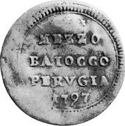 Italy 1/2 Baiocco Pius VI. Perugia 1797 XXIII KM# 4 MEZZO BAIOCCO PERVGIA 1797 coin reverse Italy 1/2 Baiocco Pius VI. Perugia 1797 XXIII KM# 4 MEZZO BAIOCCO PERVGIA 1797 coin reverse