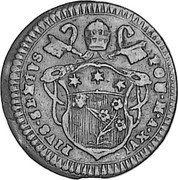 Italy 1/2 Baiocco (Pius VI. Gubbio) KM# 170 PIVS SEXTVS PON M A XVI coin obverse Italy 1/2 Baiocco (Pius VI. Gubbio) KM# 170 PIVS SEXTVS PON M A XVI coin obverse
