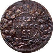 Italy 1/2 Baiocco (Innocent XIII) KM# 99 MEZO BAIOC CO coin reverse