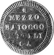 Italy 1/2 Baiocco (Matelica Coinage) KM# 2 MEZZO BAIOCCO MATELI CA coin reverse Italy 1/2 Baiocco (Matelica Coinage) KM# 2 MEZZO BAIOCCO MATELI CA coin reverse