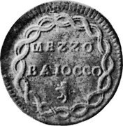 Italy 1/2 Baiocco Ravenna Coinage ND (1750) KM# 19 MEZZO BAIOCCO coin reverse Italy 1/2 Baiocco Ravenna Coinage ND (1750) KM# 19 MEZZO BAIOCCO coin reverse