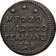 Italy 1/2 Baiocco Pius VI. Fermo 1798 XXIII KM# 1.2 MEZZO BAIOCCO FERMANO 1798 coin obverse