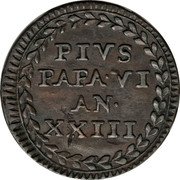 Italy 1/2 Baiocco Pius VI. Fermo 1798 XXIII KM# 1.2 PIVS PAPA VI AN XXIII coin reverse