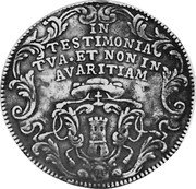 Italy 1/2 Piastra Clement XI 1709 IX KM# 106 IN TESTIMONIA TVA ET MON IN AVARTIAM coin reverse Italy 1/2 Piastra Clement XI 1709 IX KM# 106 IN TESTIMONIA TVA ET MON IN AVARTIAM coin reverse