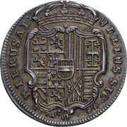 Italy 1/2 Piastra (60 Grani) Charles VI 1731 VMA-DG KM# 143 HIERUSAL UIRIUS SIC G 60 coin reverse Italy 1/2 Piastra (60 Grani) Charles VI 1731 VMA-DG KM# 143 HIERUSAL UIRIUS SIC G 60 coin reverse