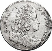 Italy 1/2 Piastra (60 Grani) Carlo VI 1733 VMA-DG KM# 144 CAROL VI D G ROM IMP V M A coin obverse Italy 1/2 Piastra (60 Grani) Carlo VI 1733 VMA-DG KM# 144 CAROL VI D G ROM IMP V M A coin obverse