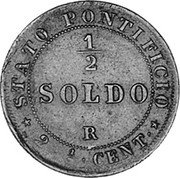 Italy 1/2 Soldo (2-1/2 Centesimi) Pius IX 1867 R XXI KM# 1371 STATO PONTIFICIO 1/2 SOLDO R 2 ½ CENT coin reverse Italy 1/2 Soldo (2-1/2 Centesimi) Pius IX 1867 R XXI KM# 1371 STATO PONTIFICIO 1/2 SOLDO R 2 ½ CENT coin reverse