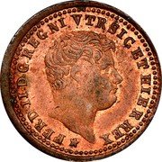 Italy 1/2 Tornese (Mezzo Tornese) Ferdinando II. Bourbon 1836 KM# 313 FERD II D G REGNI VTR SIC ET HIER REX coin obverse