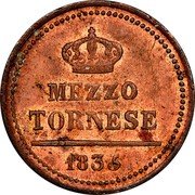 Italy 1/2 Tornese (Mezzo Tornese) Ferdinando II. Bourbon 1836 KM# 313 MEZZO TORNESE 1836 coin reverse