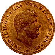 Italy 1/2 Tornese (Mezzo Tornese) Ferdinando II. Bourbon 1853 KM# 371 FERD II D G REGNI VTR SIC ET HIER REX coin obverse Italy 1/2 Tornese (Mezzo Tornese) Ferdinando II. Bourbon 1853 KM# 371 FERD II D G REGNI VTR SIC ET HIER REX coin obverse