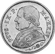 Italy 10 Lire Pius IX 1869 R XXIV KM# 1381.3 PIUS IX P M A XXIV coin obverse Italy 10 Lire Pius IX 1869 R XXIV KM# 1381.3 PIUS IX P M A XXIV coin obverse