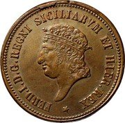 Italy 10 Tornesi Ferdinando I 1819 KM# 290 FERD. I. D. G. REGNI SICILIARVM ET HIER. REX. coin obverse Italy 10 Tornesi Ferdinando I 1819 KM# 290 FERD. I. D. G. REGNI SICILIARVM ET HIER. REX. coin obverse