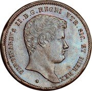 Italy 10 Tornesi Ferdinando II 1st portrait 1833 KM# 306 FERDINANDVS II.D.G.REGNI VTR. SIC. ET HIER.REX. coin obverse Italy 10 Tornesi Ferdinando II 1st portrait 1833 KM# 306 FERDINANDVS II.D.G.REGNI VTR. SIC. ET HIER.REX. coin obverse