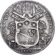 Italy 100 Bolognia (Scudo) Pius VI 1795 KM# 324 PIVS VI PONT MAX 1795 coin obverse Italy 100 Bolognia (Scudo) Pius VI 1795 KM# 324 PIVS VI PONT MAX 1795 coin obverse