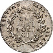 Italy 12 Carlini Pathenopean Republic 1799 KM# 232 ANNO SETTIMO DELLA LIBERTA CAR LINI DODI CI coin reverse Italy 12 Carlini Pathenopean Republic 1799 KM# 232 ANNO SETTIMO DELLA LIBERTA CAR LINI DODI CI coin reverse