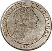 Italy 120 Grana Ferdinando IV 1805 LD KM# 247 FERDINANDVS IV D G REX 1805 coin obverse Italy 120 Grana Ferdinando IV 1805 LD KM# 247 FERDINANDVS IV D G REX 1805 coin obverse