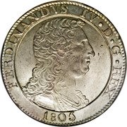 Italy 120 Grana Ferdinando IV 1805 LD KM# 246 FERDINANDVS IV D G REX 1805 coin obverse Italy 120 Grana Ferdinando IV 1805 LD KM# 246 FERDINANDVS IV D G REX 1805 coin obverse