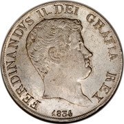 Italy 120 Grana Ferdinando II 1834 KM# 309 FERDINANDVS II DEI GRATIA REX 1834 coin obverse Italy 120 Grana Ferdinando II 1834 KM# 309 FERDINANDVS II DEI GRATIA REX 1834 coin obverse