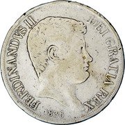 Italy 120 Grana Ferdinando II 1836 KM# 325 FERDINANDVS II DEI GRATIA REX 1838 coin obverse Italy 120 Grana Ferdinando II 1836 KM# 325 FERDINANDVS II DEI GRATIA REX 1838 coin obverse