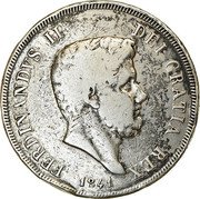 Italy 120 Grana Ferdinando II 3rd portrait 1841 KM# 346 FERDINANDVS II. DEI GRATIA REX 1848 coin obverse Italy 120 Grana Ferdinando II 3rd portrait 1841 KM# 346 FERDINANDVS II. DEI GRATIA REX 1848 coin obverse