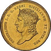 Italy 15 Ducati Ferdinando I 1818 KM# 287 FERDINANDVS I D G REGNI SICILIARVM ET HIER REX coin obverse Italy 15 Ducati Ferdinando I 1818 KM# 287 FERDINANDVS I D G REGNI SICILIARVM ET HIER REX coin obverse