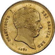 Italy 15 Ducati Francesco I 1825 Bowers and Merena Guia sale 3-88 XF realized $26,400 KM# 295 FRANCISCVS I. DEI GRATIA REX. 1825 coin obverse Italy 15 Ducati Francesco I 1825 Bowers and Merena Guia sale 3-88 XF realized $26,400 KM# 295 FRANCISCVS I. DEI GRATIA REX. 1825 coin obverse