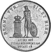 Italy 15 Ducati Ferdinando II 1831 KM# 311 ACINI 425 TITOLO MILLESIMI 996 DUCATI 15 coin reverse Italy 15 Ducati Ferdinando II 1831 KM# 311 ACINI 425 TITOLO MILLESIMI 996 DUCATI 15 coin reverse