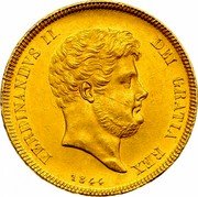 Italy 15 Ducati Ferdinando II 1844 KM# 356 FERDINANDVS II DEI GRATIA REX 1844 coin obverse Italy 15 Ducati Ferdinando II 1844 KM# 356 FERDINANDVS II DEI GRATIA REX 1844 coin obverse