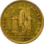 Italy 15 Ducati Ferdinando II 1850 KM# 359 REGNI VTR. SIC. ET HIER. TRAPP. 21 25/100 TITOLO MILLESIMI 996 DUCATI 15 coin reverse Italy 15 Ducati Ferdinando II 1850 KM# 359 REGNI VTR. SIC. ET HIER. TRAPP. 21 25/100 TITOLO MILLESIMI 996 DUCATI 15 coin reverse