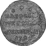 Italy 2-1/2 Baiocchi St. Peter. Pergola 1796 KM# 2 BAIOCCHI DVE E MEZZO PERGOLA 1796 coin obverse Italy 2-1/2 Baiocchi St. Peter. Pergola 1796 KM# 2 BAIOCCHI DVE E MEZZO PERGOLA 1796 coin obverse