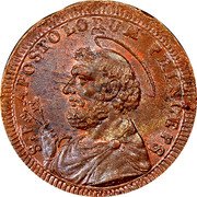 Italy 2-1/2 Baiocchi Pius VI Large bust 1796 KM# 2 S P APOSTOLORUM PRINCEPS coin reverse Italy 2-1/2 Baiocchi Pius VI Large bust 1796 KM# 2 S P APOSTOLORUM PRINCEPS coin reverse