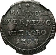 Italy 2-1/2 Baiocchi Pius VI Small bust 1797 KM# 3 BAIOCCHI DVE E MEZZO VITERBO 1797 coin obverse Italy 2-1/2 Baiocchi Pius VI Small bust 1797 KM# 3 BAIOCCHI DVE E MEZZO VITERBO 1797 coin obverse