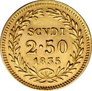 Italy 2-1/2 Scudo Gregory XVI 1835 R V KM# 1106 SCVDI 2.50 1835 coin reverse Italy 2-1/2 Scudo Gregory XVI 1835 R V KM# 1106 SCVDI 2.50 1835 coin reverse