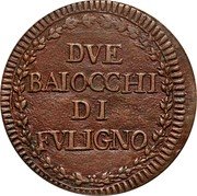 Italy 2 Baiocchi Pius VI 1794 XX KM# 5 DVE BAIOCCHI DI FVLIGNO coin reverse Italy 2 Baiocchi Pius VI 1794 XX KM# 5 DVE BAIOCCHI DI FVLIGNO coin reverse