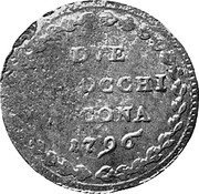 Italy 2 Baiocchi Ancona Coinage 1796 XXII KM# 5 DVE BAIOCCHI ANCONA 1796 coin reverse Italy 2 Baiocchi Ancona Coinage 1796 XXII KM# 5 DVE BAIOCCHI ANCONA 1796 coin reverse