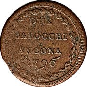 Italy 2 Baiocchi Pio VI 1796 XXII KM# 2 DVE BAIOCCHI BANCONO ANCONA 1796 coin reverse Italy 2 Baiocchi Pio VI 1796 XXII KM# 2 DVE BAIOCCHI BANCONO ANCONA 1796 coin reverse