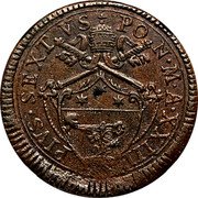 Italy 2 Baiocchi (Pius VI Value) KM# 6 PIVS SEXTVS PON M A XXIII coin obverse Italy 2 Baiocchi (Pius VI Value) KM# 6 PIVS SEXTVS PON M A XXIII coin obverse