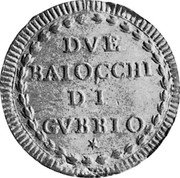 Italy 2 Baiocchi (Pius VI. Gubbio) KM# 175 DVE BAIOCCHI DI GVBBIO coin reverse Italy 2 Baiocchi (Pius VI. Gubbio) KM# 175 DVE BAIOCCHI DI GVBBIO coin reverse