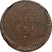 Italy 2 Baiocchi (Pius VI Value) KM# 6 DVE BAIOC CHI P coin reverse Italy 2 Baiocchi (Pius VI Value) KM# 6 DVE BAIOC CHI P coin reverse