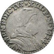 Italy 2 Bolognini Benedict XIII 1724 KM# 177 BENEDICTVS XIII P M 1724 AB coin obverse Italy 2 Bolognini Benedict XIII 1724 KM# 177 BENEDICTVS XIII P M 1724 AB coin obverse