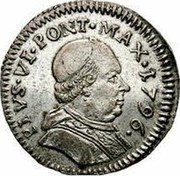 Italy 2 Bolognini Pius VI 1796 KM# 269 PIVS VI PONT MAX 1796 coin obverse